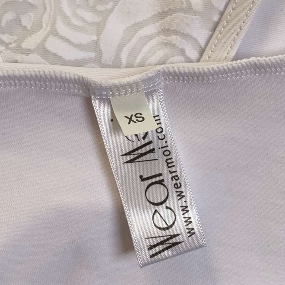 Wear Moi White Noelie Burnout Tulle Insert Keyhole Back Tank Leotard - Picture 12 of 16